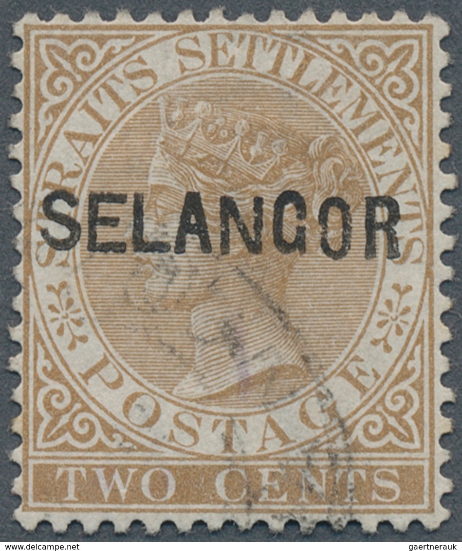 07025 Malaiische Staaten - Selangor: 1882, Straits Settlements QV 2c. Brown With Wmk. Crown CC With Black - Selangor