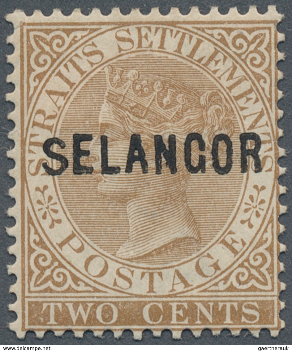 07028 Malaiische Staaten - Selangor: 1883, Straits Settlements QV 2c. Brown With Wmk. Crown CA With Black - Selangor