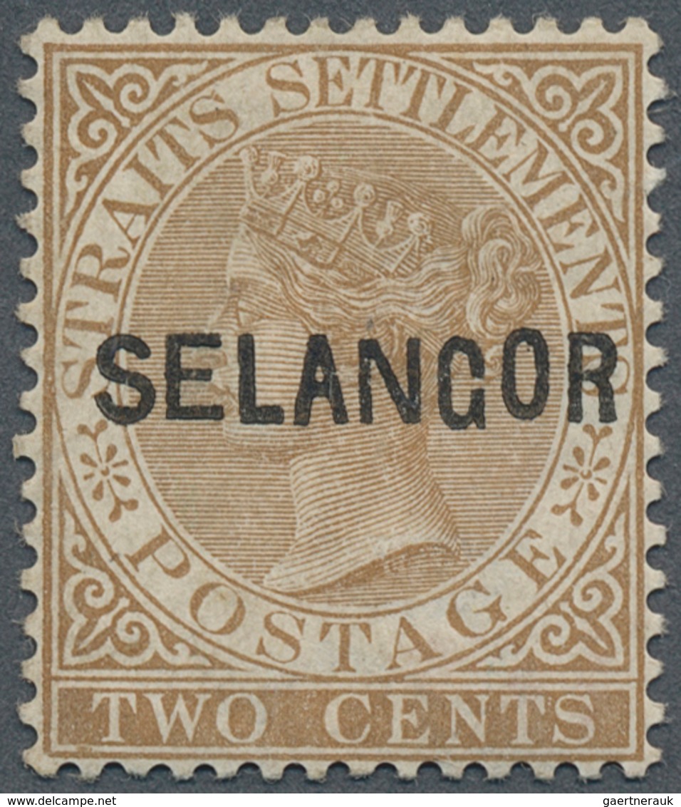 07030 Malaiische Staaten - Selangor: 1883, Straits Settlements QV 2c. Brown With Wmk. Crown CA With Black - Selangor