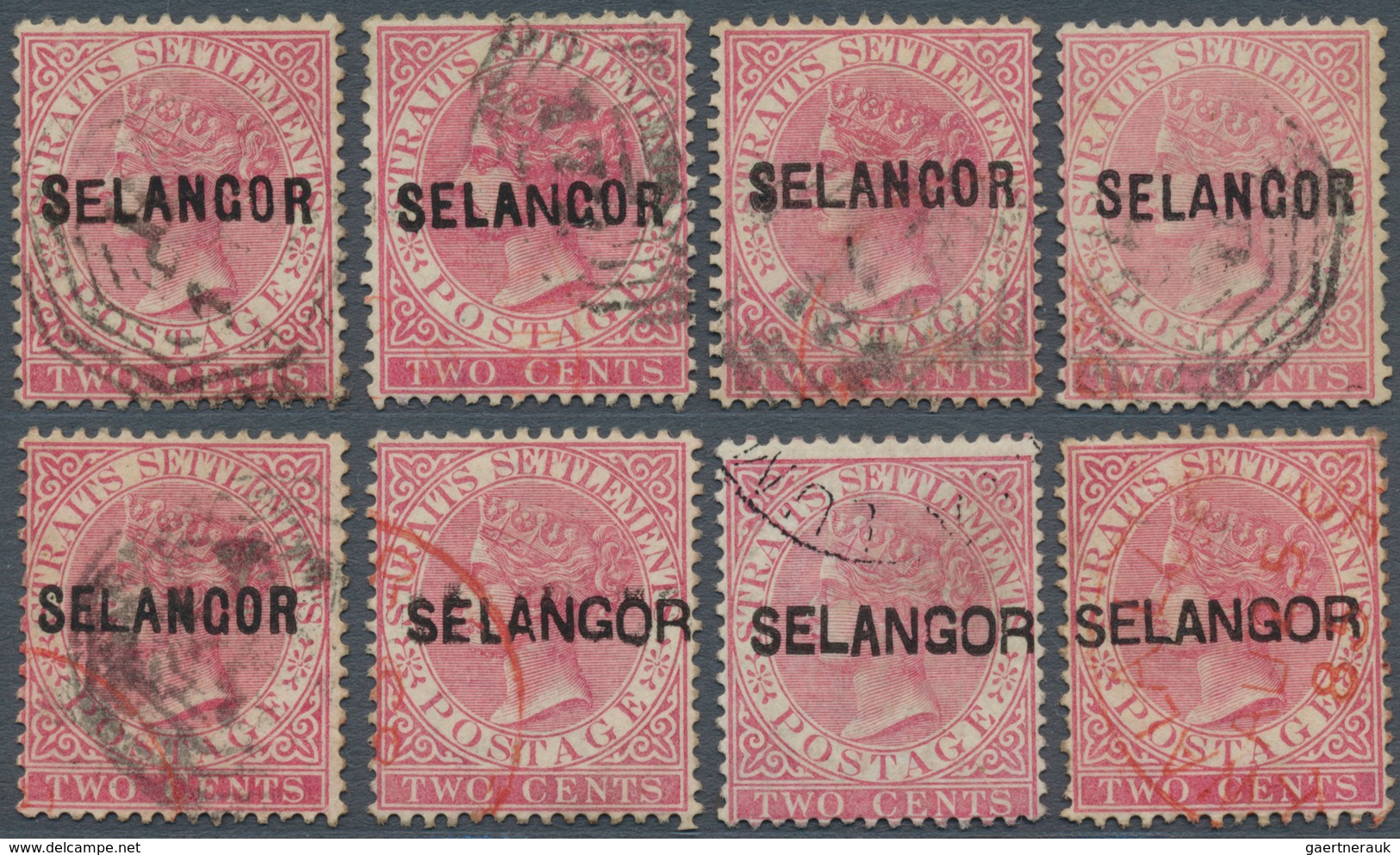 07032 Malaiische Staaten - Selangor: 1883/1885, Straits Settlements QV 2c. Pale Rose With Wmk. Crown CA Ei - Selangor