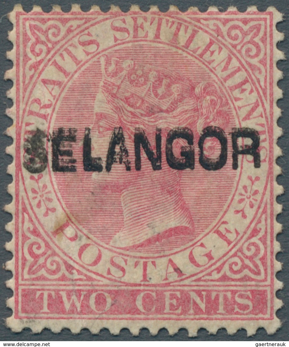 07033 Malaiische Staaten - Selangor: 1883-85 QV 2c. Rose Optd. "SELANGOR" Type 21 (narrow "L"), Variety "O - Selangor