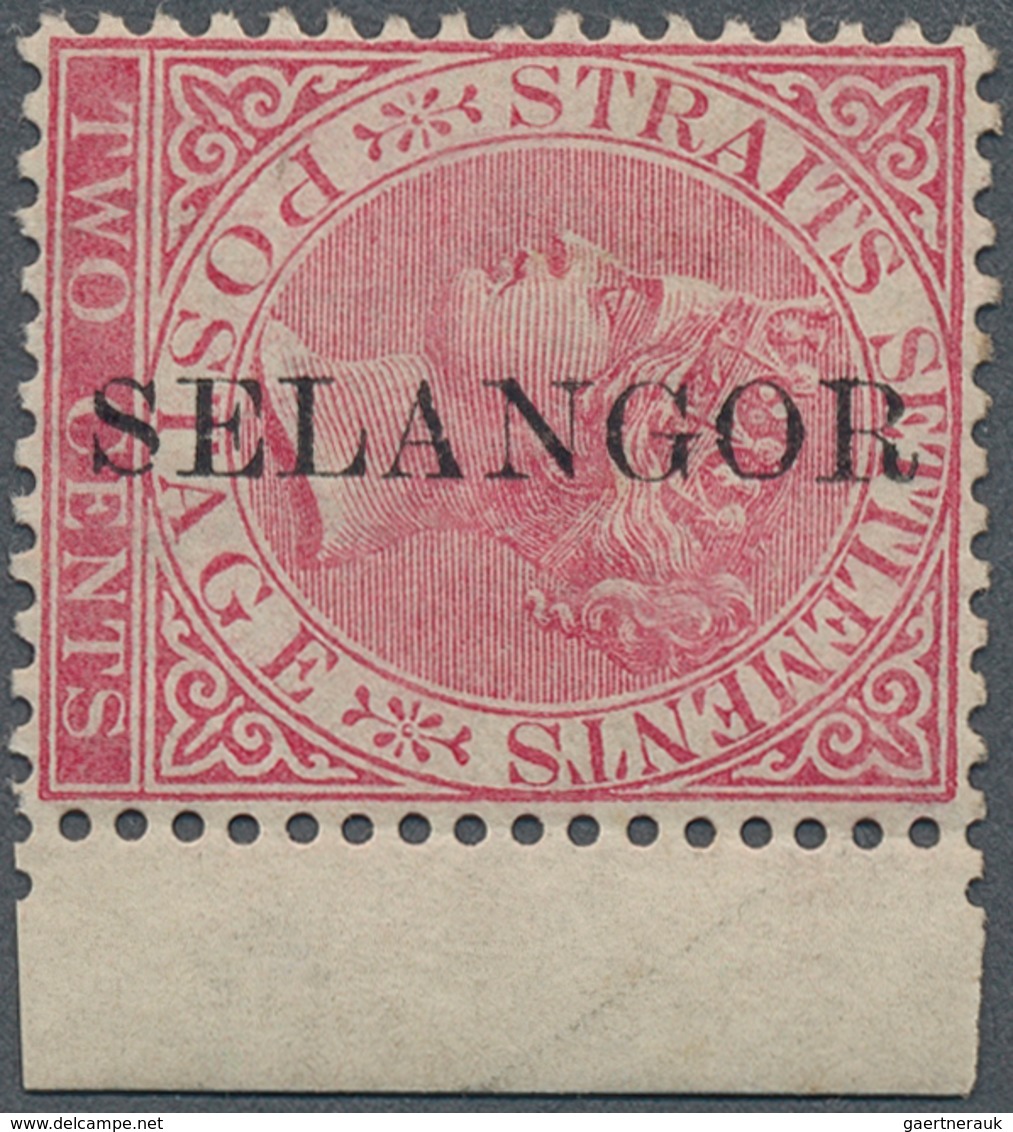 07035 Malaiische Staaten - Selangor: 1889, Straits Settlements QV 2c. Pale Rose From Right Margin With Ver - Selangor