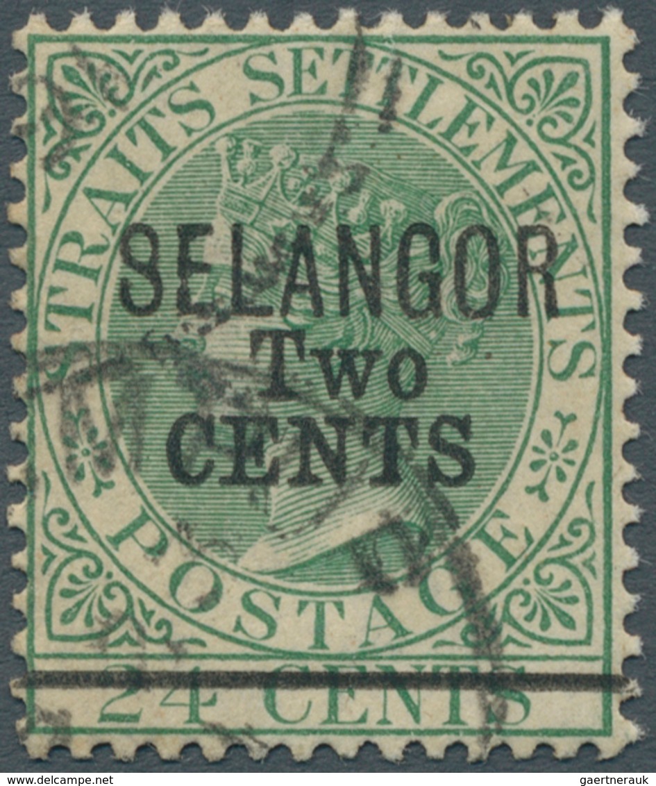 07038 Malaiische Staaten - Selangor: 1891 2c. On 24c. Green, Ovpt. Type 37, Variety "Foot Of "T" In "CENTS - Selangor