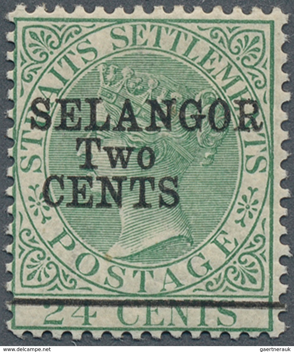 07039 Malaiische Staaten - Selangor: 1891, Straits Settlements QV 24c. Green With Wmk. Crown CA With Black - Selangor