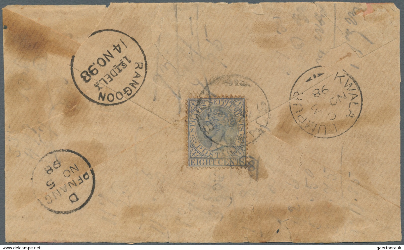 07054 Malaiische Staaten - Selangor: 1898 SUNGEI BESI: Cover To Rangoon (Burma) Via 'Kwala Lumpur' And Pen - Selangor