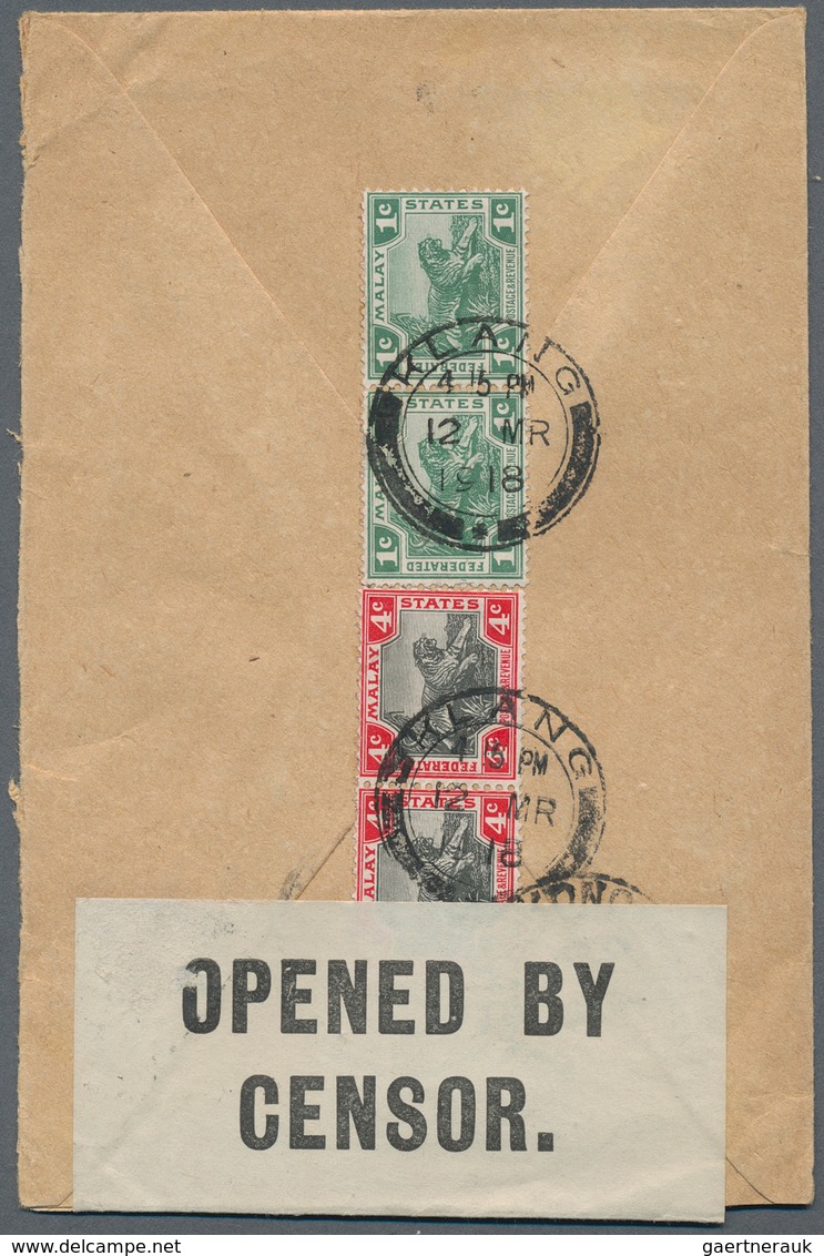07088 Malaiische Staaten - Selangor: 1918 (12.3.), FMS Tiger Stamps 1c. Green And 4c. Black/scarlet Both I - Selangor