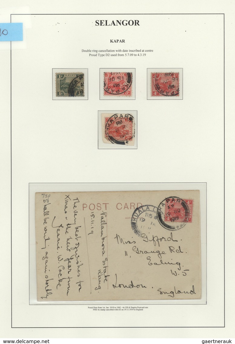 07094 Malaiische Staaten - Selangor: 1919, KAPAR: Federated Malay States Tiger 4c. Scarlet Single Use On P - Selangor