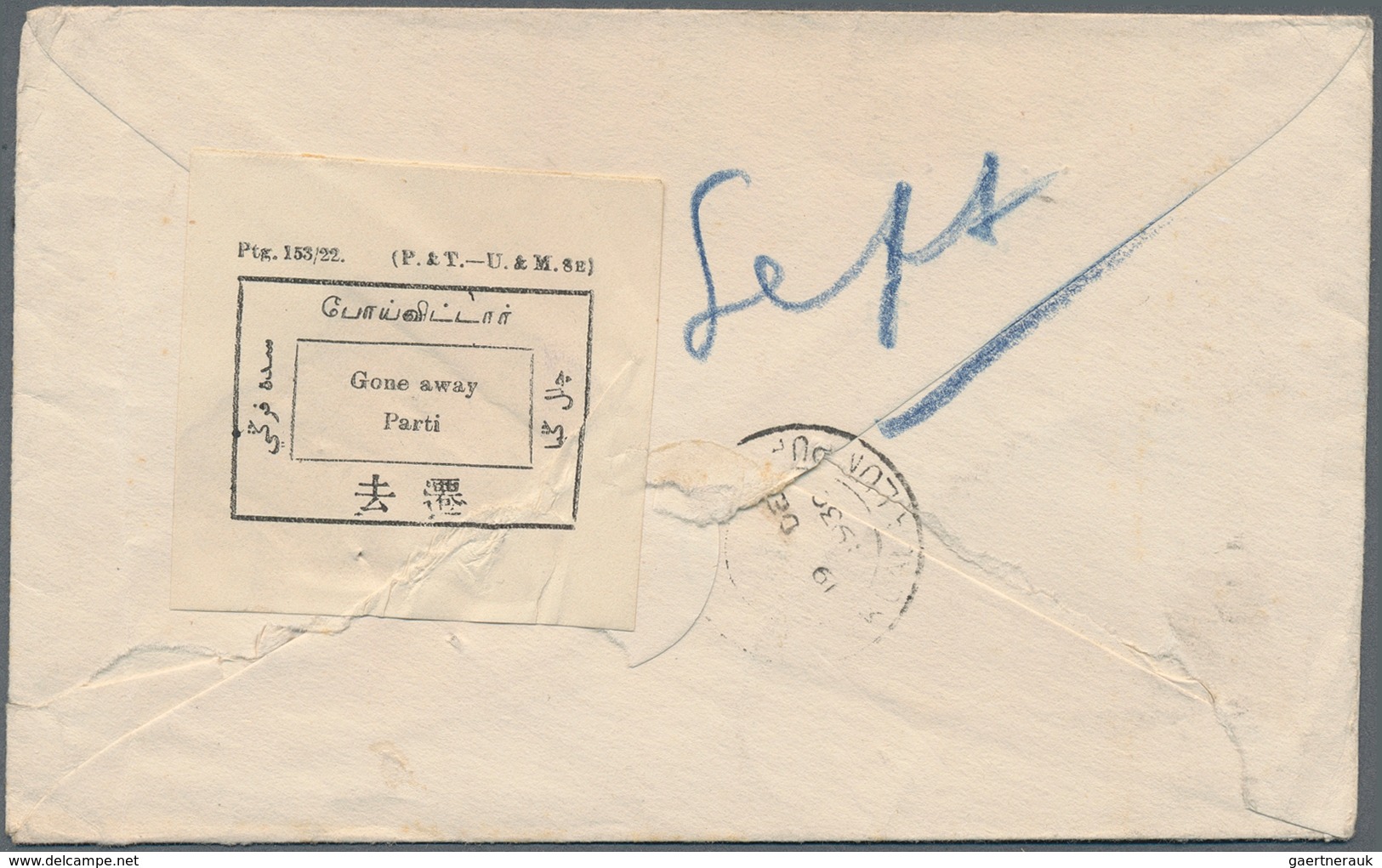 07140 Malaiische Staaten - Selangor: 1930 (13.11.), INCOMING Cover From Glasgow With KGV 2½d. Stamp Addres - Selangor