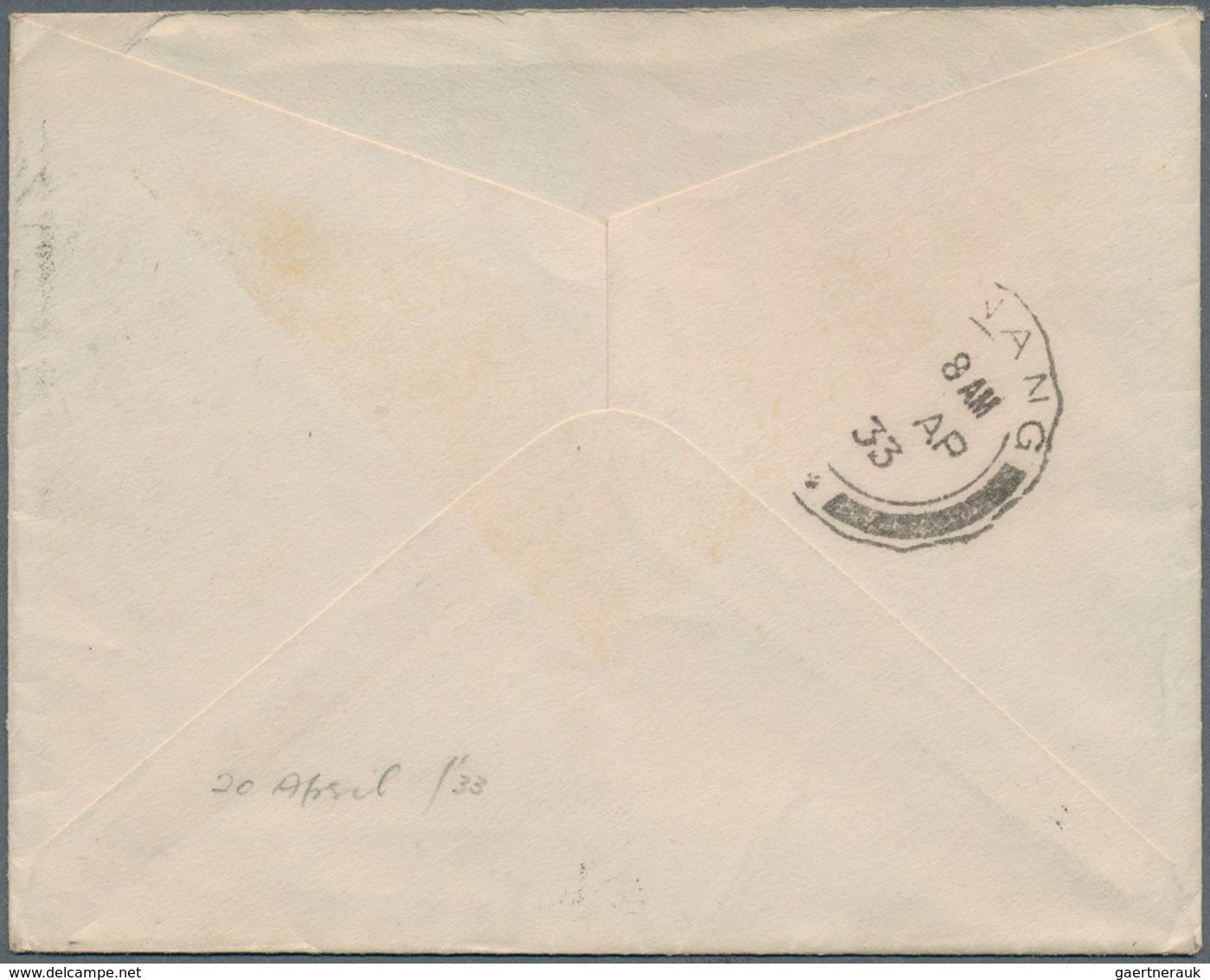 07160 Malaiische Staaten - Selangor: 1933 (20.4.), Airmail Cover Endorsed 'Dutch Air Mail Alor Star-London - Selangor