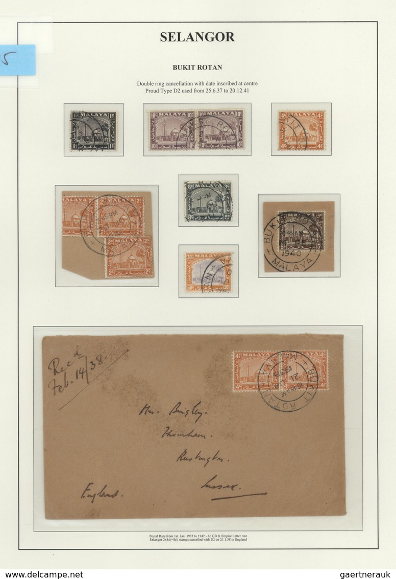 07254 Malaiische Staaten - Selangor: 1938, BUKIT ROTAN: Mosque 4c. Orange Horiz. Pair Used On Cover With F - Selangor