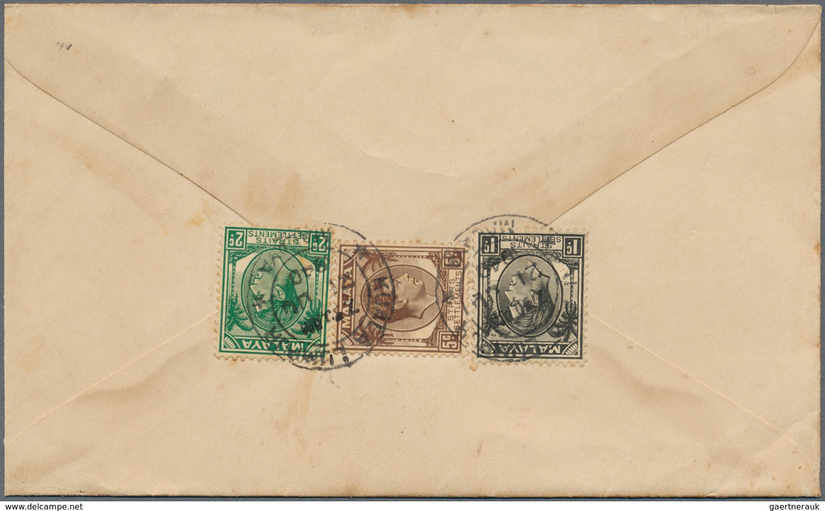 07298 Malaiische Staaten - Selangor: 1940 (21.7.), TRAIN LETTER: Straits Settlements KGVI 5c. Brown, 2c. G - Selangor