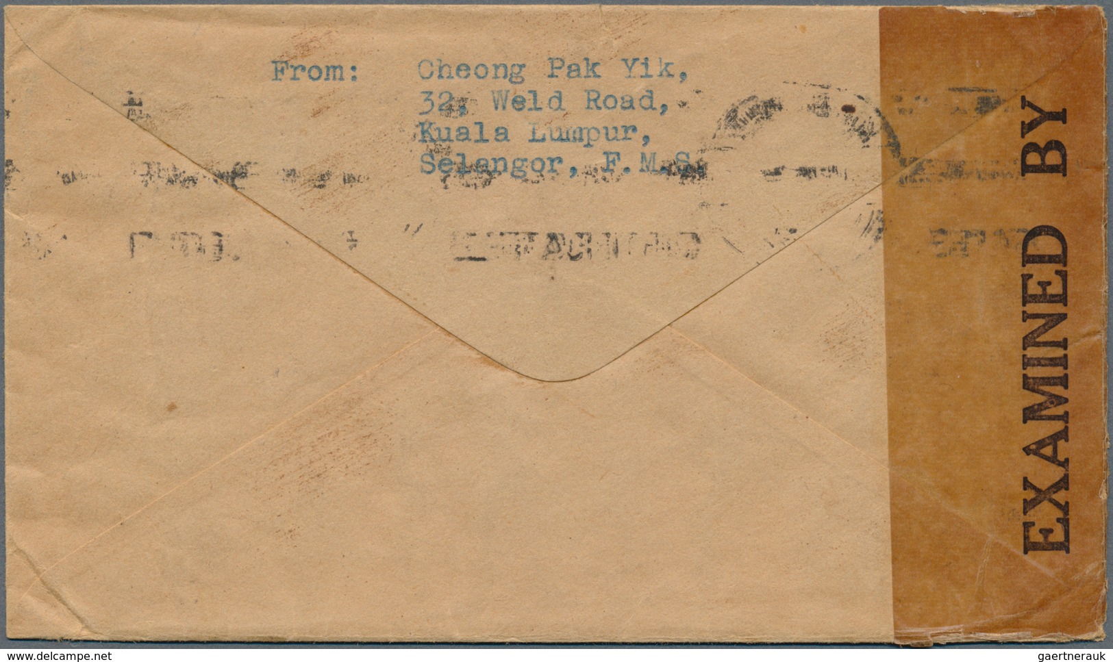 07312 Malaiische Staaten - Selangor: 1941 (21.6.), Mosque 8c. Grey Single Use On Cover From Kuala Lumpur T - Selangor