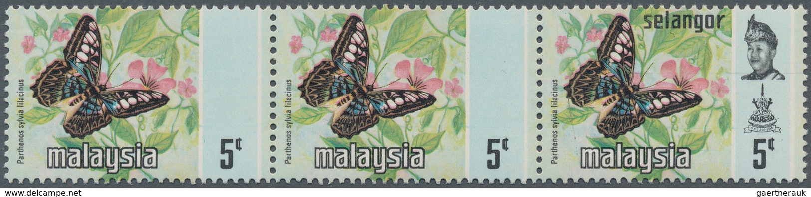07392 Malaiische Staaten - Selangor: 1971, Butterfly 5c. 'Parthenos Sylvia Lilacinus' Horizontal Strip Of - Selangor