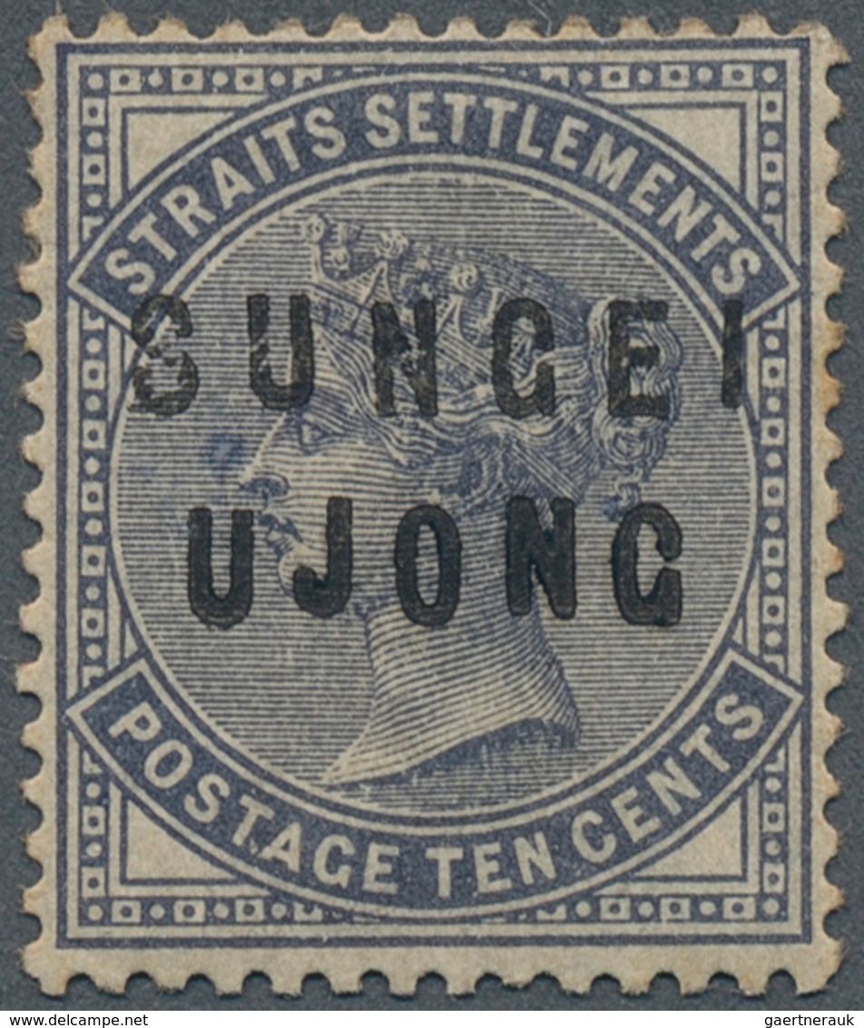 07405 Malaiische Staaten - Sungei Ujong: 1882, Straits Settlements QV 10c. Slate With Opt. 'SUNGEI / UJONG - Other & Unclassified