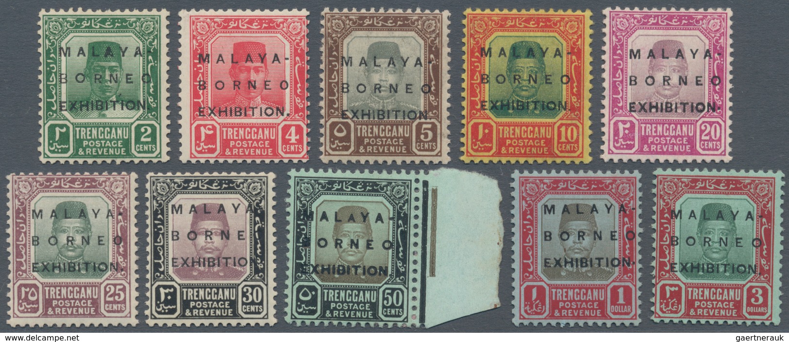 07426 Malaiische Staaten - Trengganu: 1922, Malaya-Borneo Exhibition Part Set Of Ten 2c. To $3 (50c. From - Trengganu