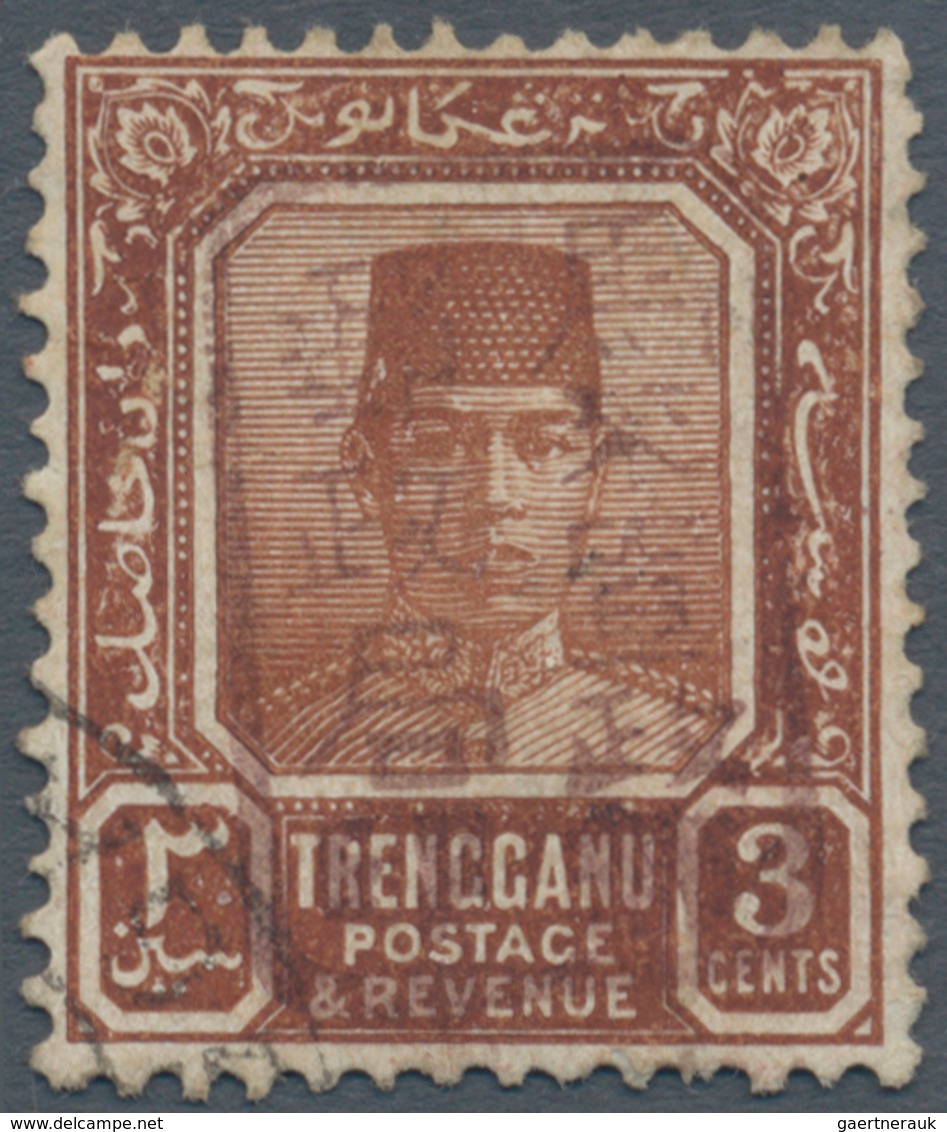 07446 Malaiische Staaten - Trengganu: Japanese Occupation, 1942, 3 C. Brown With Small Seal In Brown, Used - Trengganu