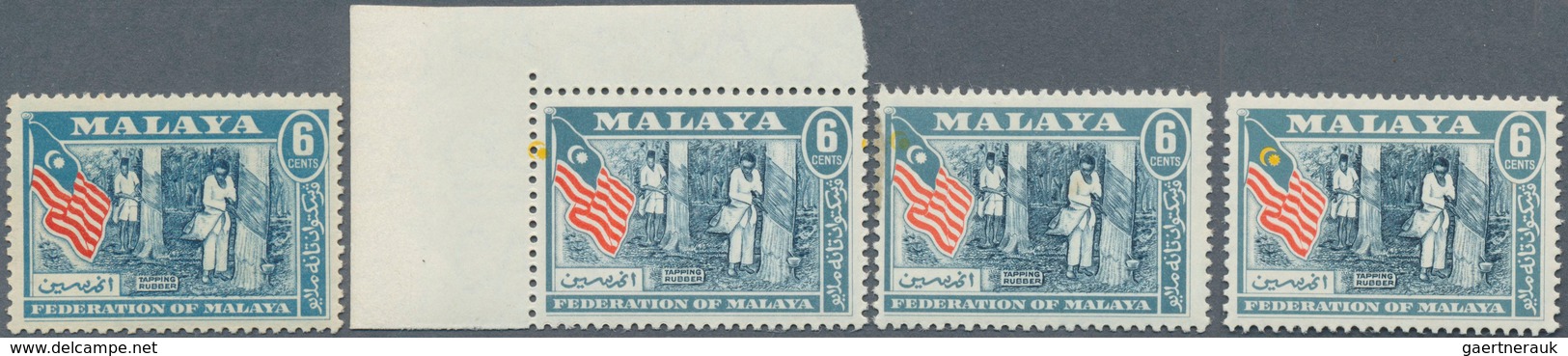 07479 Malaiischer Bund: 1957, Tapping Rubber 6c. With YELLOW OMITTED (star And Crescent) And Two Other Sta - Federation Of Malaya