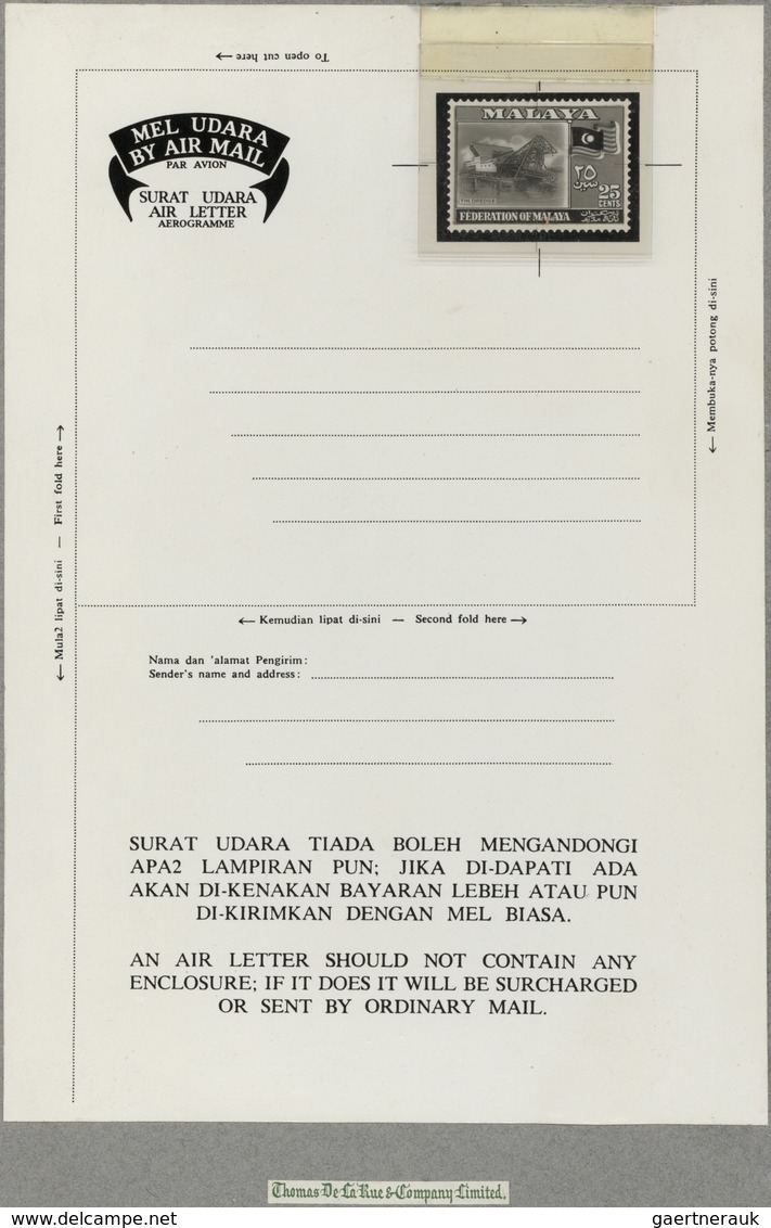 07482 Malaiischer Bund: 1957, Air Letter 25c. 'Tin Dredger' ORIGINAL ARTWORK In Black And White With The ' - Federation Of Malaya