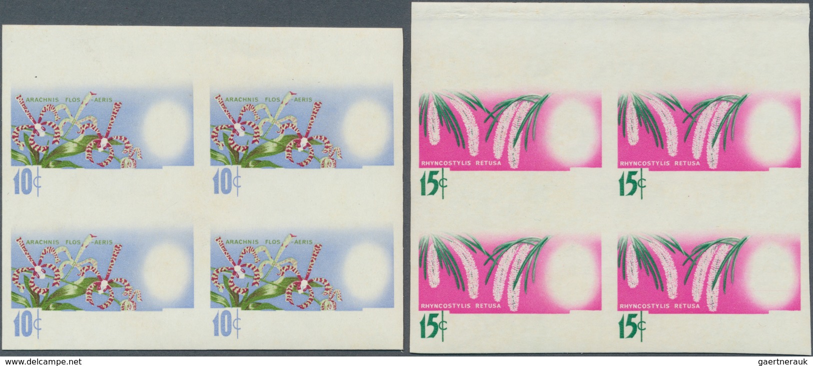 07492 Malaysia: 1965, Orchids Set Of Seven For The Different Malayan States With BLACK OMITTED (country Na - Malaysia (1964-...)