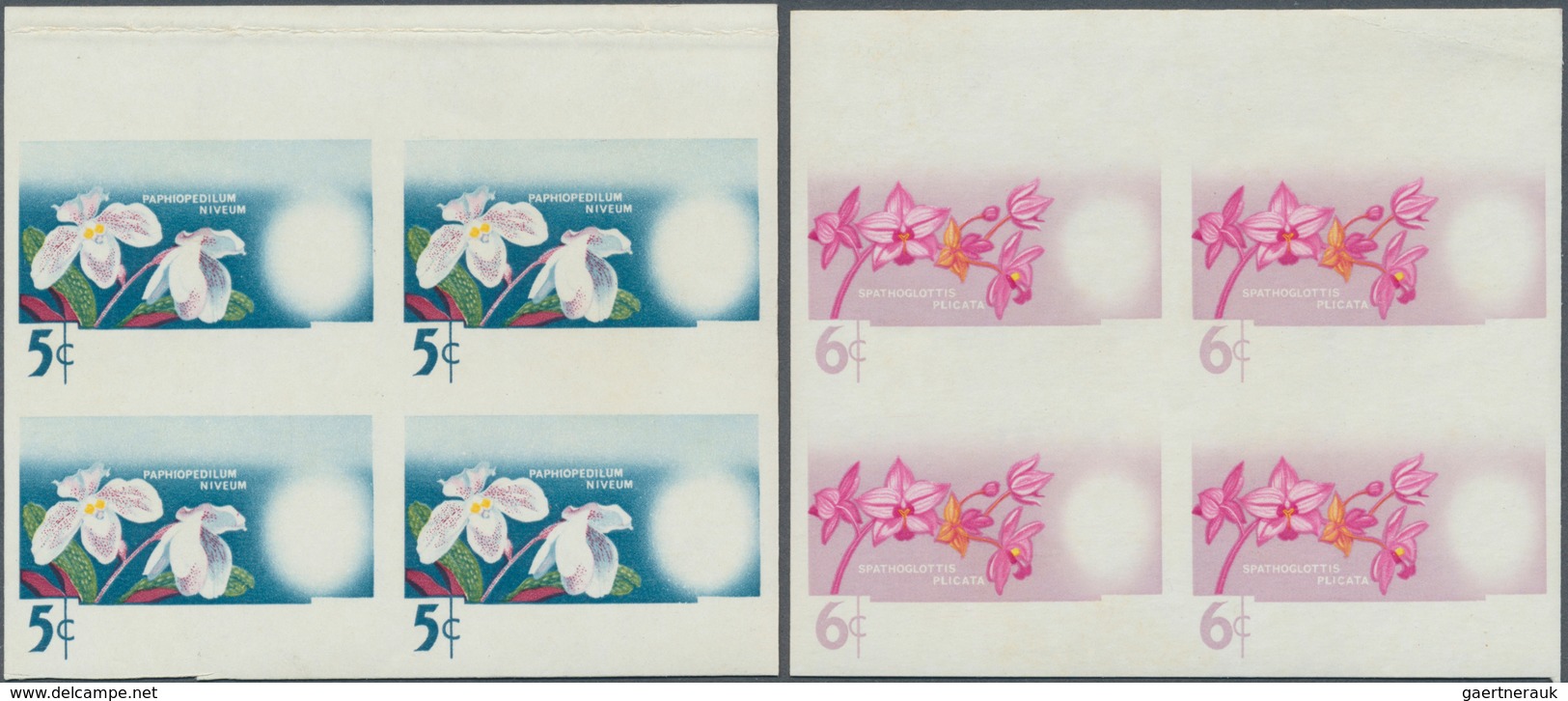 07492 Malaysia: 1965, Orchids Set Of Seven For The Different Malayan States With BLACK OMITTED (country Na - Malaysia (1964-...)