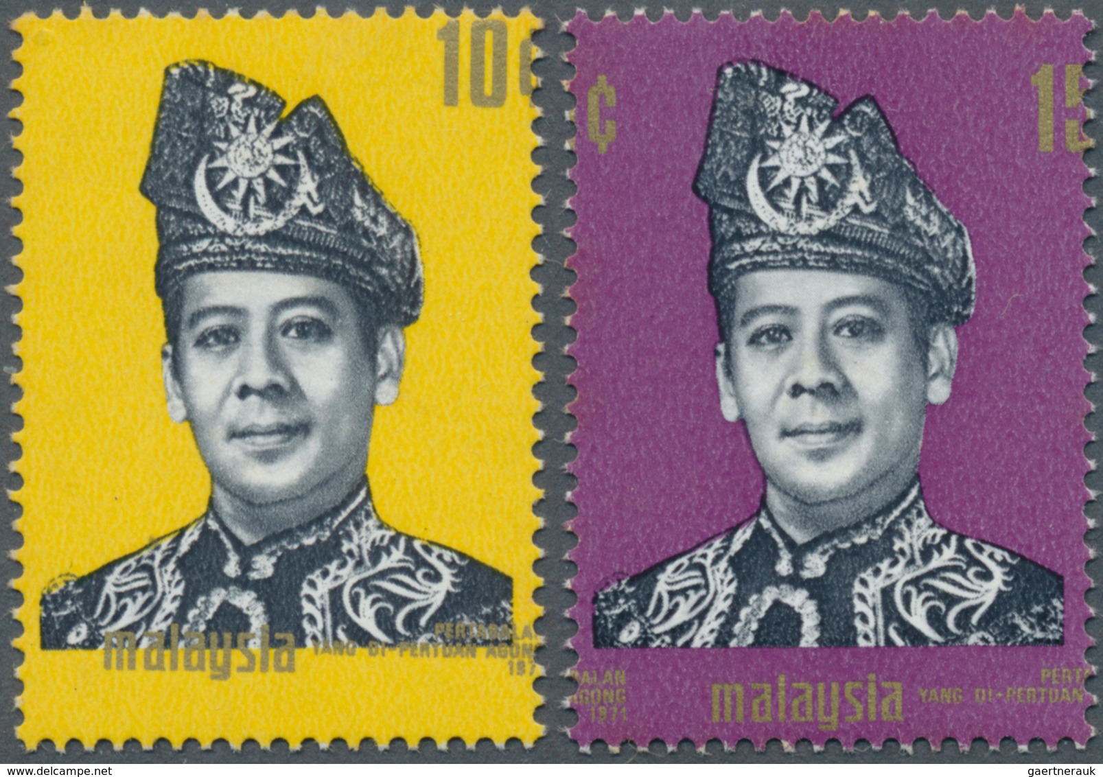 07503 Malaysia: 1971, Enthronement Of King Abdul Halim 10c. And 15c. Both With SHIFTED GOLD To Upper Right - Malaysia (1964-...)