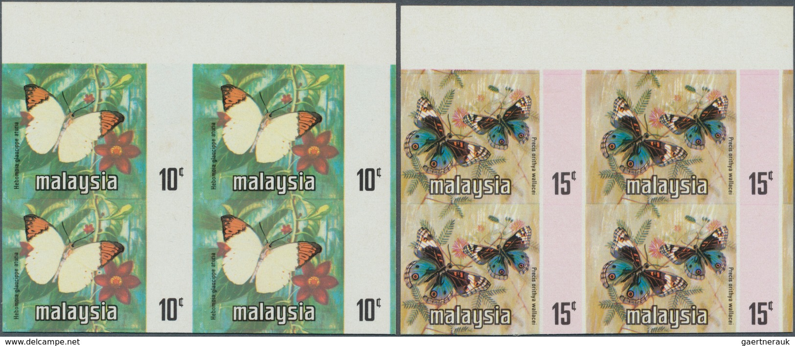 07508 Malaysia: 1971, Butterflies Set Of Seven For The Different Malayan States With BLACK OMITTED (countr - Malaysia (1964-...)