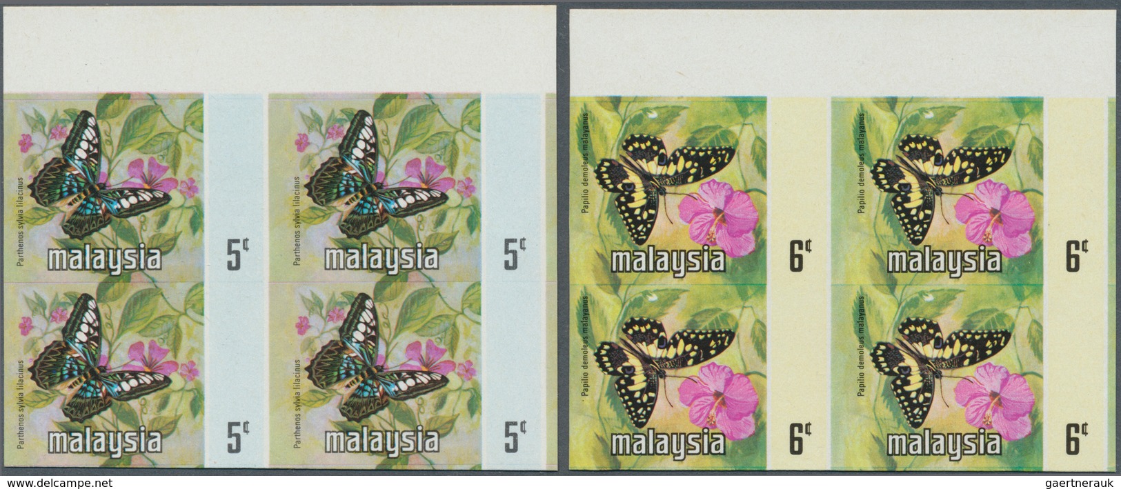 07508 Malaysia: 1971, Butterflies Set Of Seven For The Different Malayan States With BLACK OMITTED (countr - Malaysia (1964-...)