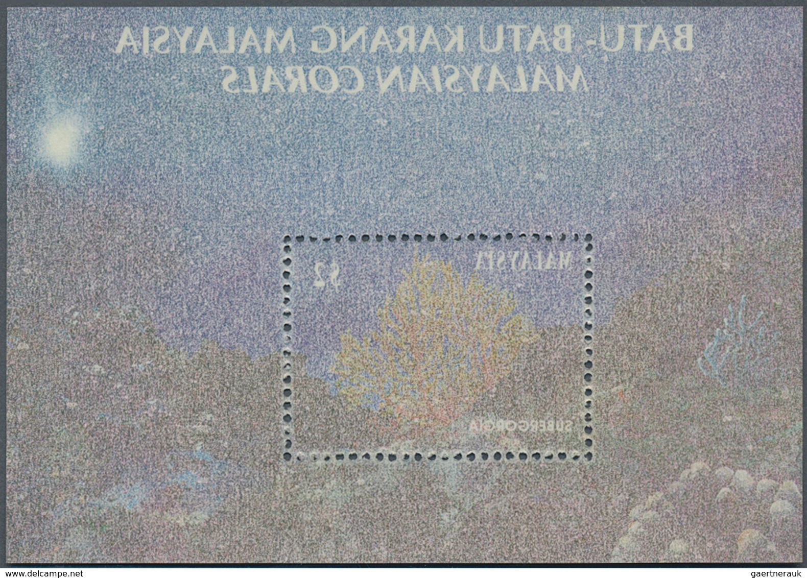 07516 Malaysia: 1992, Corals Miniature Sheet With Strong OFFSET Of All Colours On Gum, Unusual And Scarce - Malaysia (1964-...)