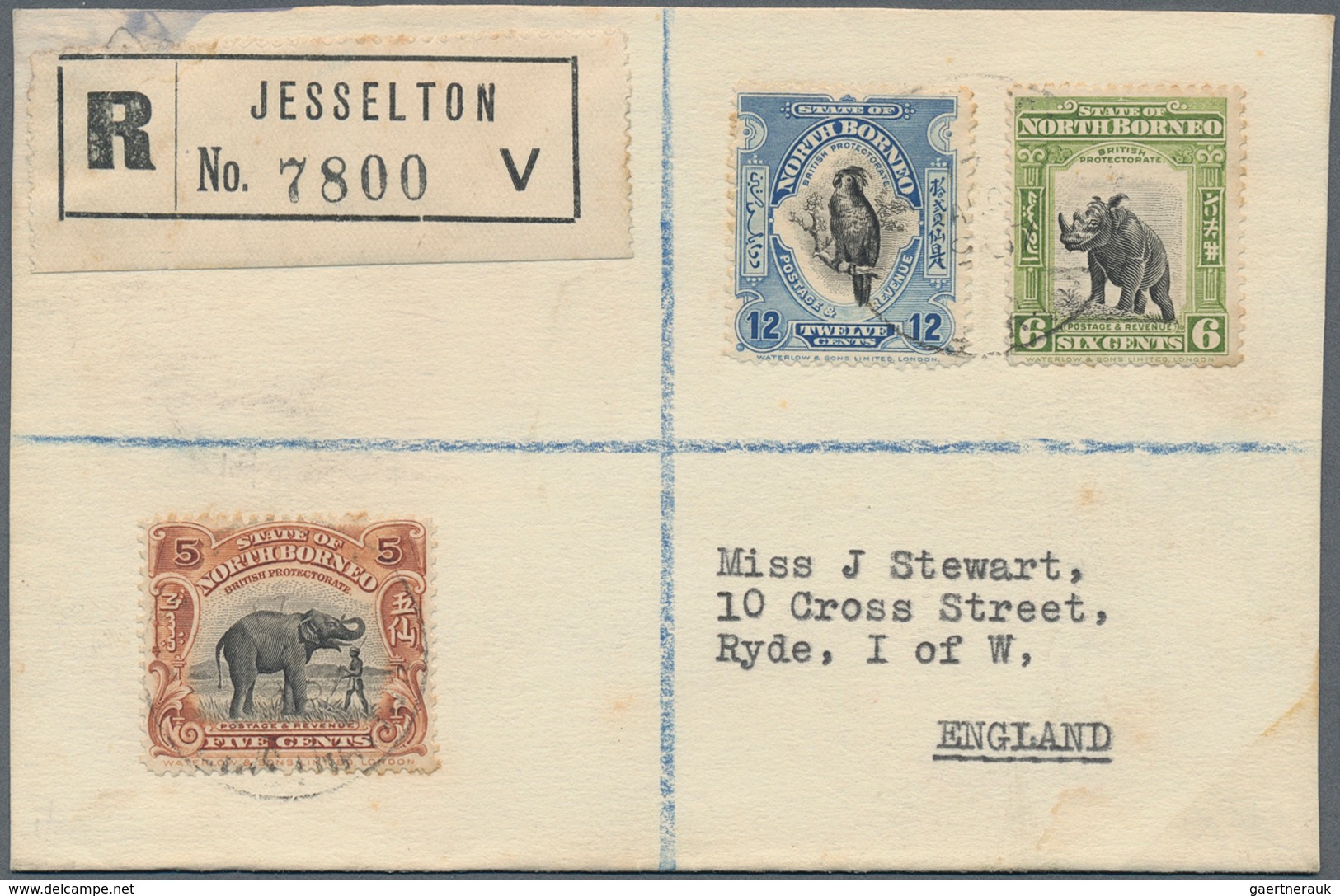 07558 Nordborneo: 1937 (17.8.), Pictorial Definitives 12c. Palm, Cockatoo, 6c. Sumatran Rhinoceros And 5c. - North Borneo (...-1963)