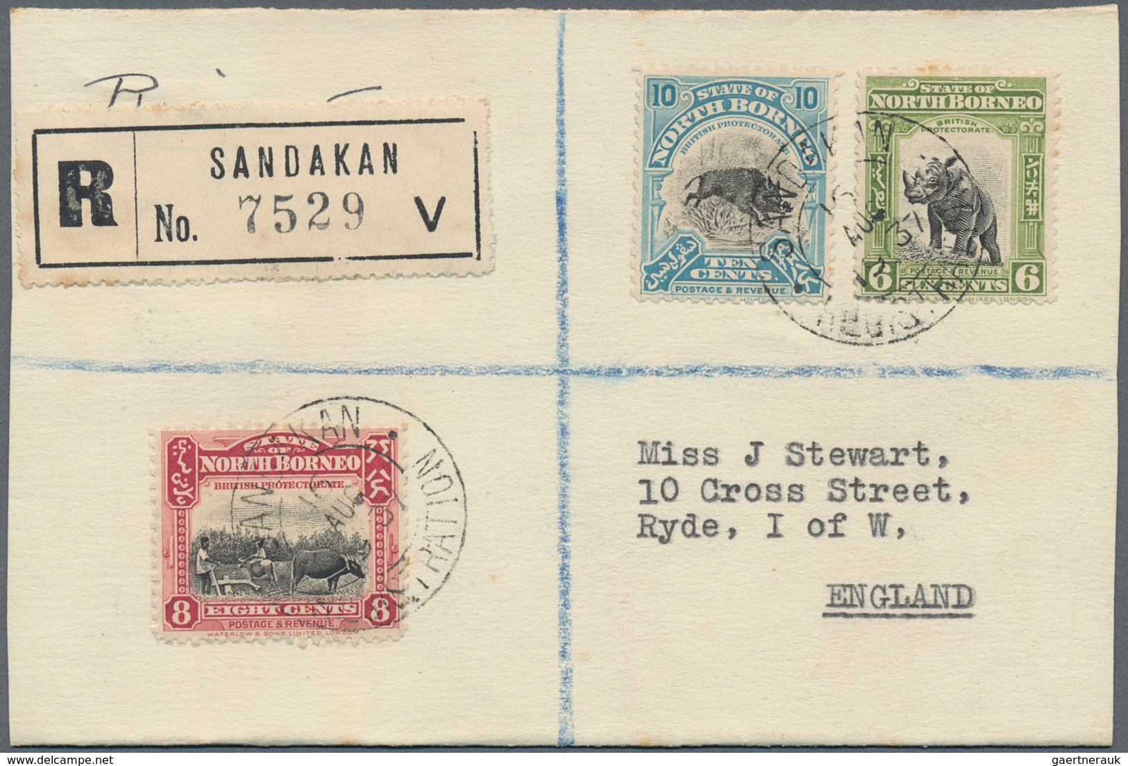 07559 Nordborneo: 1937 (16.8.), Pictorial Definitives 10c. Wild Boar, 8c. Ploughing With Buffalo And 6c. S - North Borneo (...-1963)