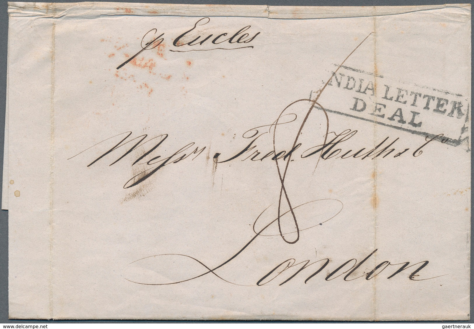 07585 Singapur: 1845, Stampless Folded Letter Cover (bends), Manuscript Dated Singapore, February 7th 1845 - Singapur (...-1959)