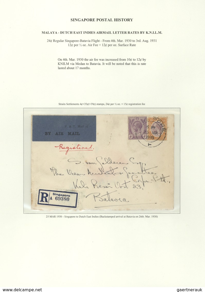 07639 Singapur: 1930, Cover With Label "BY AIR MAIL" Franked With 4c. And 35c. Sent To Batavia. 24c. Regul - Singapore (...-1959)