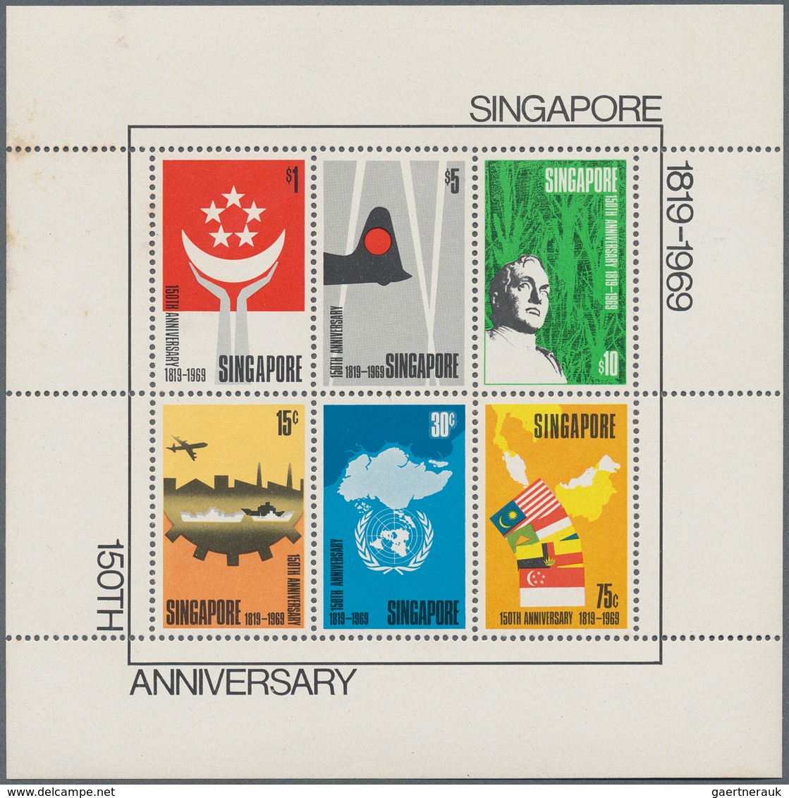 07774 Singapur: 1969, 150th Anniversary Of Founding Of Singapore, Miniature Sheet, Mint Never Hinged With - Singapore (...-1959)