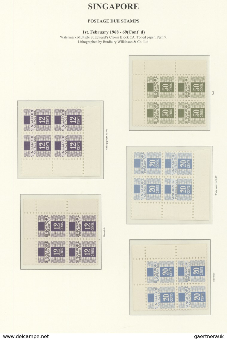 07794 Singapur - Portomarken: 1968/1997, mainly u/m collection on album pages incl. shades, papers, blocks