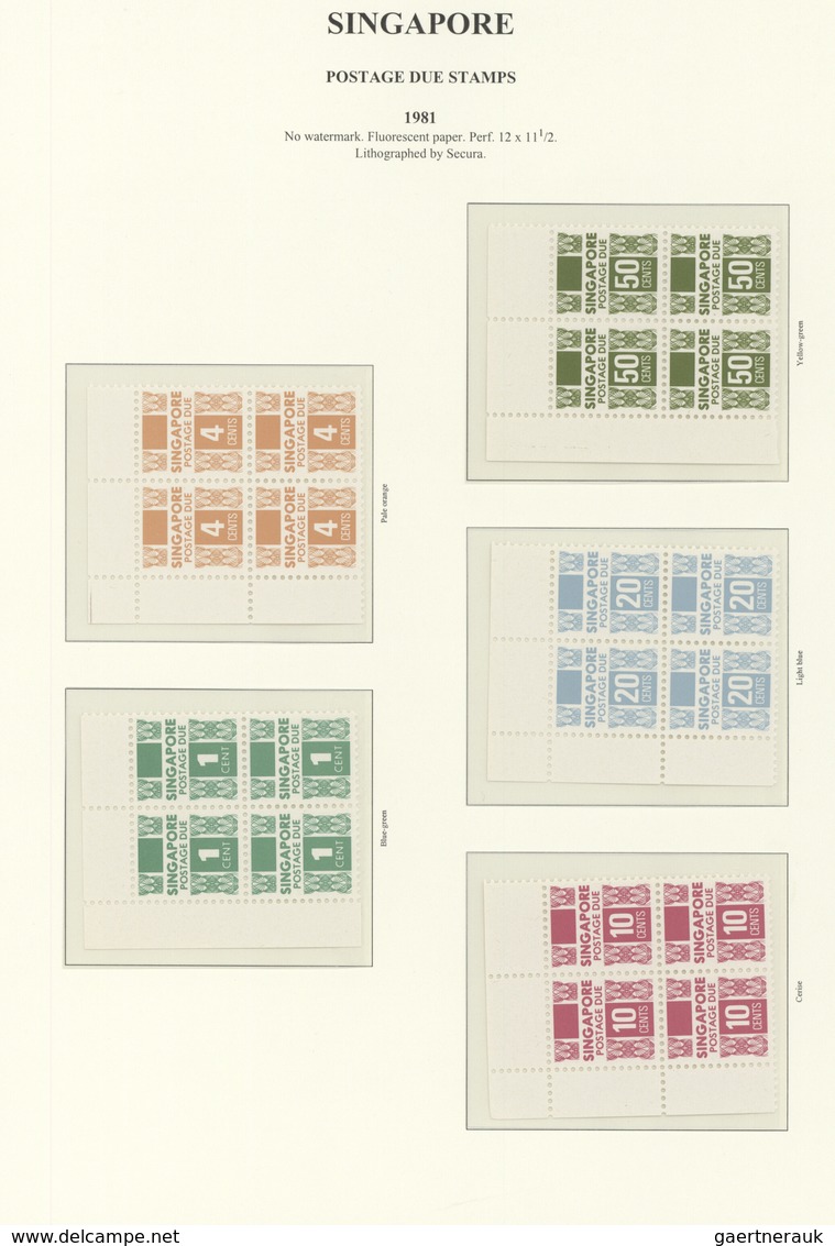 07794 Singapur - Portomarken: 1968/1997, mainly u/m collection on album pages incl. shades, papers, blocks
