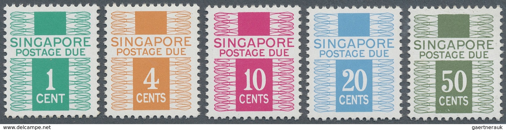 07796 Singapur - Portomarken: 1977, Cypher No Watermark, 1c. To 50c., Complete Set Of Five Values, Unmount - Singapur (1959-...)