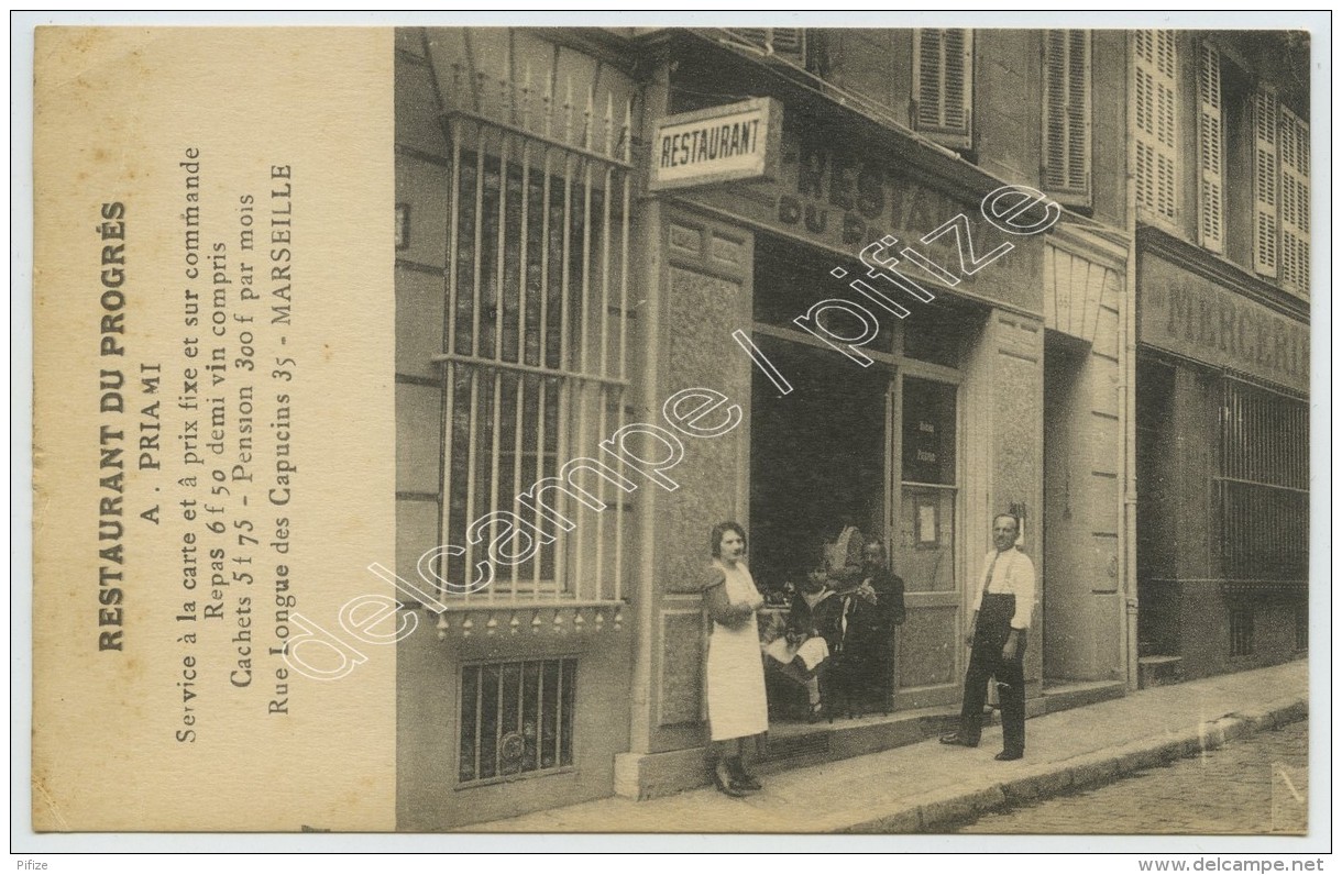 (Marseille) Restaurant Du Progrès A. Priami , 35 Rue Longue Des Capucins . - The Canebière, City Centre