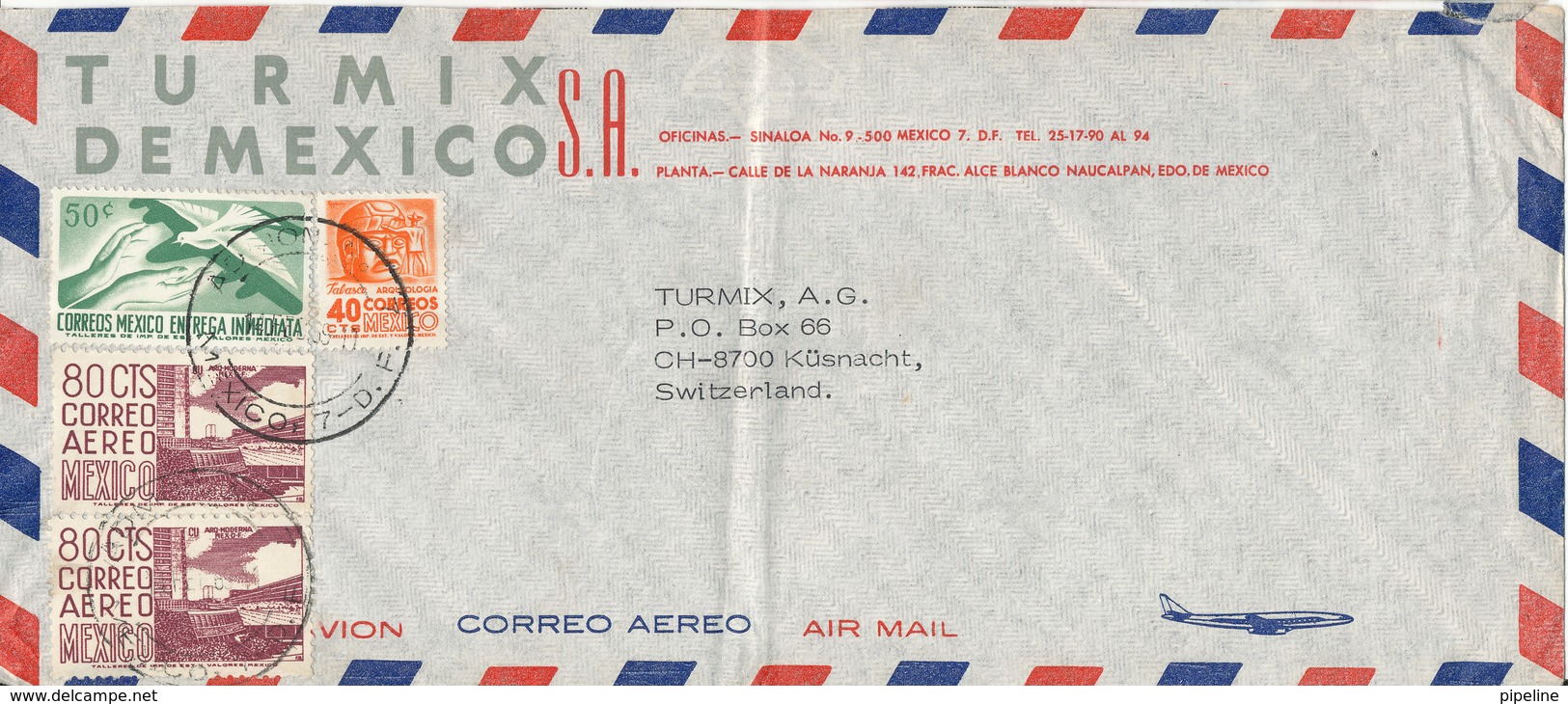 Mexico Air Mail Cover Sent To Switzerland 14-2-1969 - Mexico