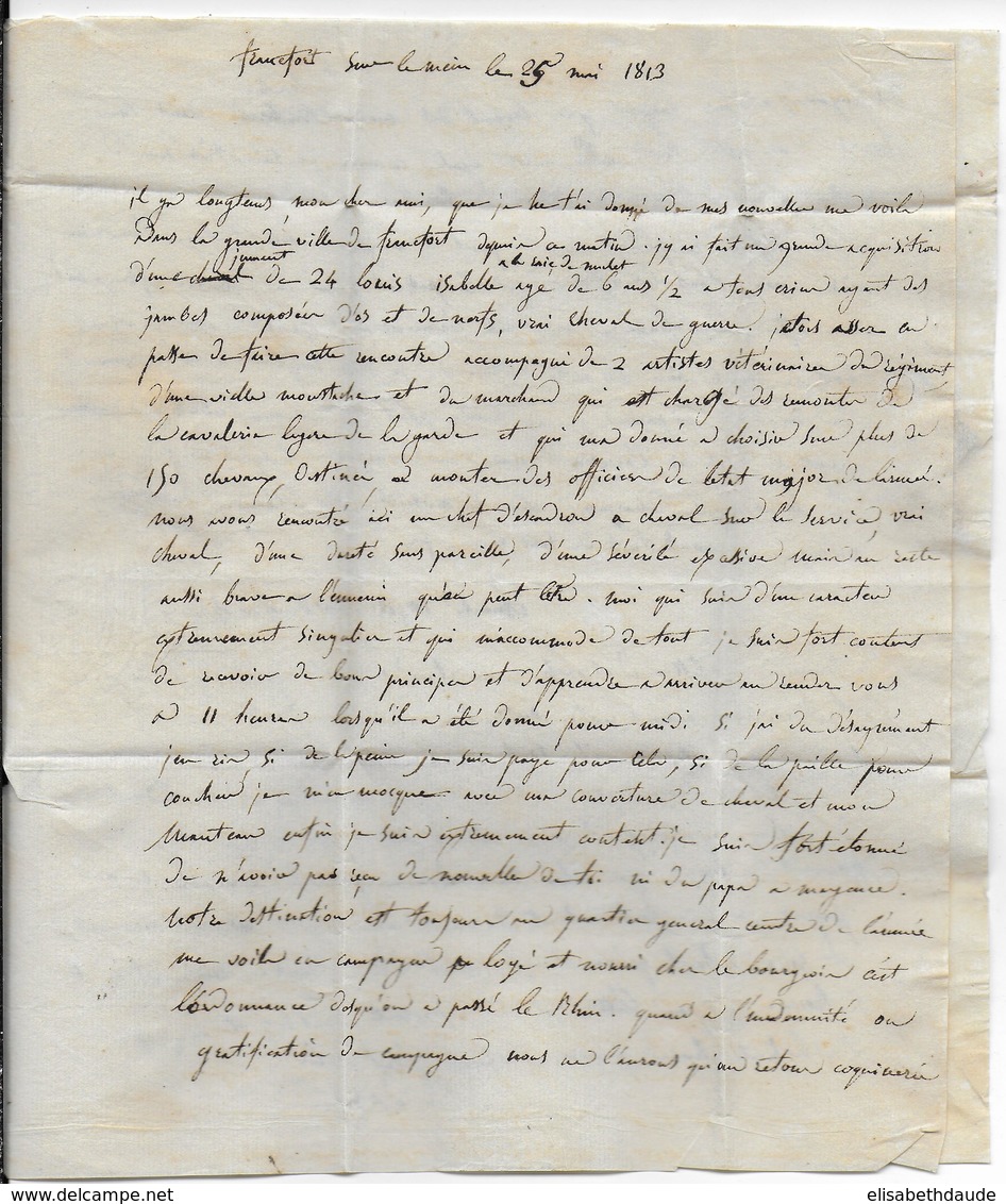 1813 - LETTRE Avec TRES RARE DEBOURSE De La GRANDE ARMEE En CACHET De DEPART De FRANCFORT (ALLEMAGNE) => ST ETIENNE - Armeestempel (vor 1900)