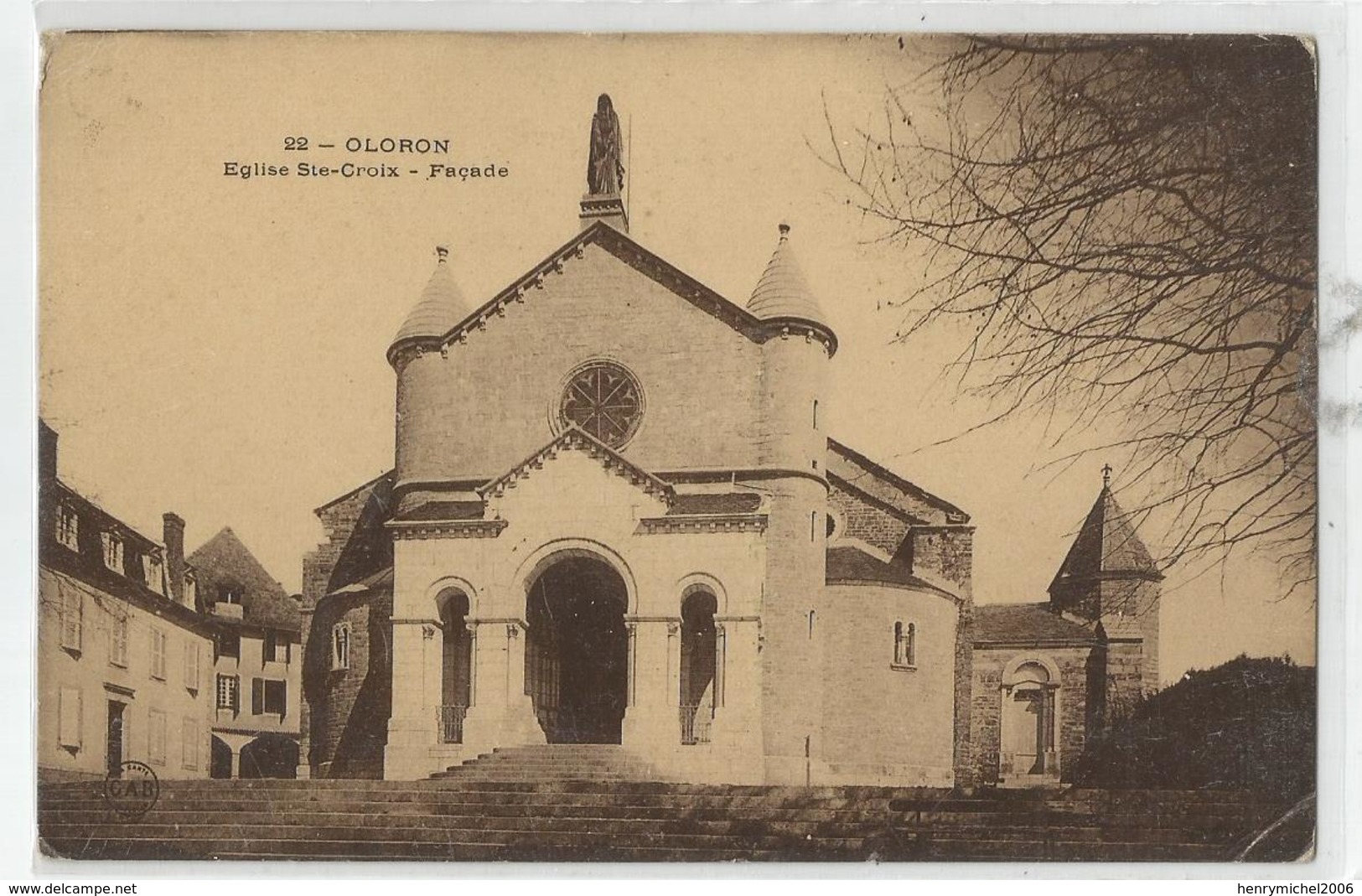 64 Oloron église Ste Croix Façade - Cachet Dos Pub Chocolat Vinay - Oloron Sainte Marie