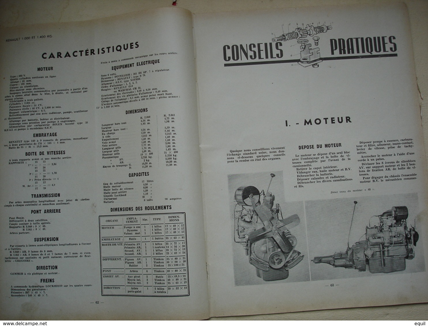 ETUDE DES Camions RENAULT 1000 KG Et 1400 KG Types R 2.060 Et R2.061 Article Issue Revue Technique D'époque - Camions