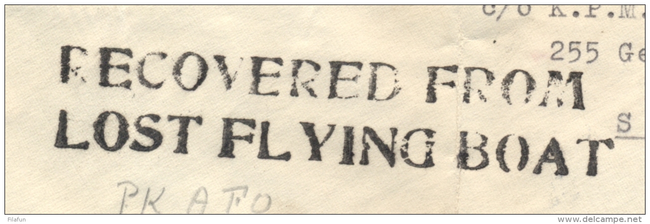 Nederlands Indië - 1940 - Crash Cover KNILM-flight PK-AFO To Australia - RECOVERED FROM LOST FLYING BOAT - Niederländisch-Indien