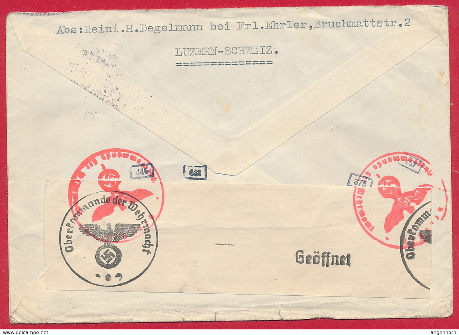 D. Reich / Schweiz Nr. 405-407 Auf Brief Mit Zensur - Lettres & Documents