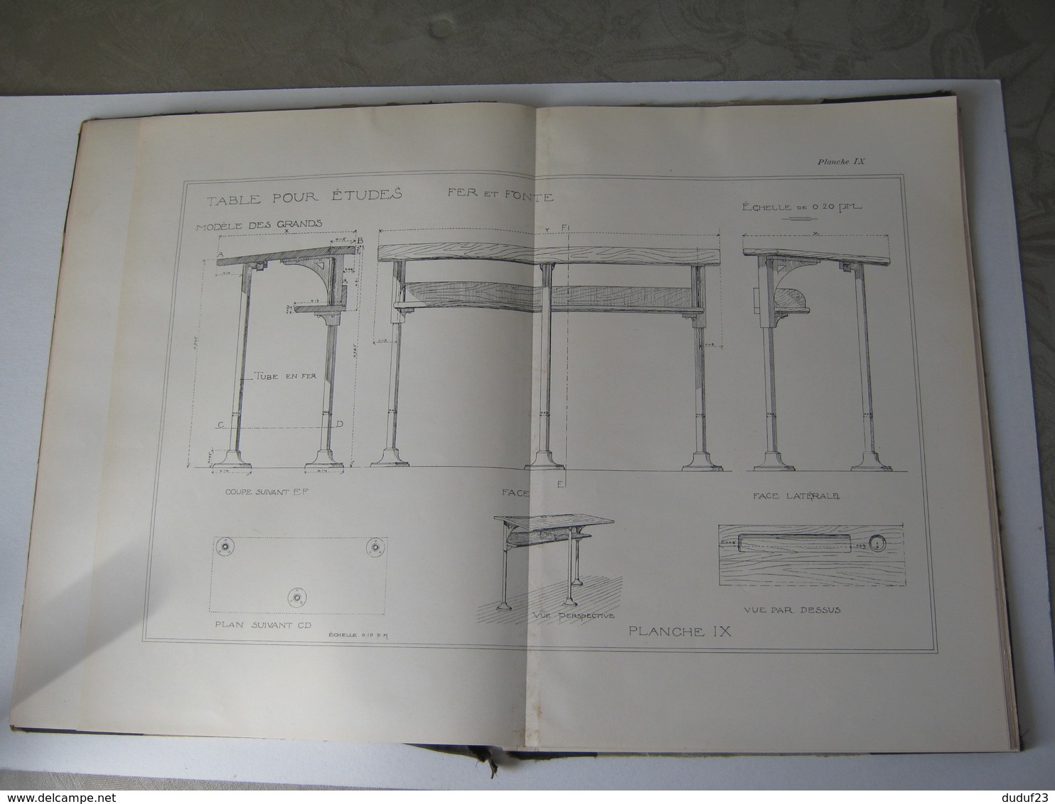 CATALOGUE ALBUM DE MODELES DE MEUBLES SCOLAIRES - 1906 - TABLE BANC CHAISE