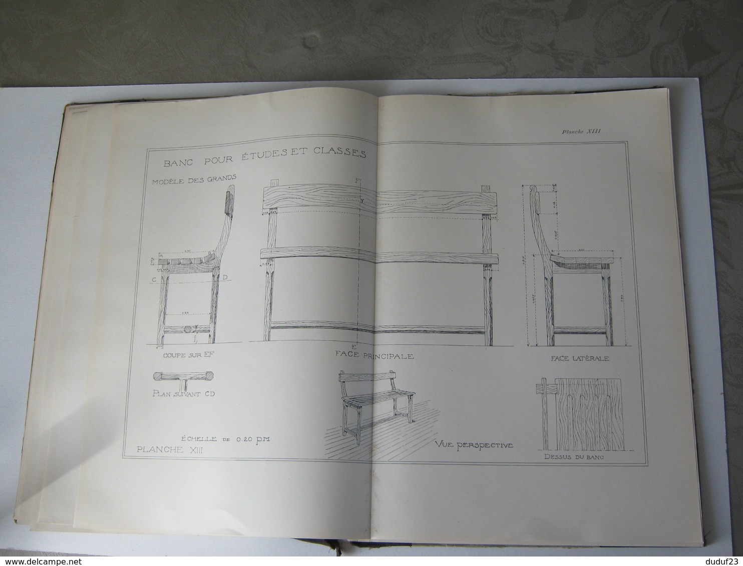 CATALOGUE ALBUM DE MODELES DE MEUBLES SCOLAIRES - 1906 - TABLE BANC CHAISE