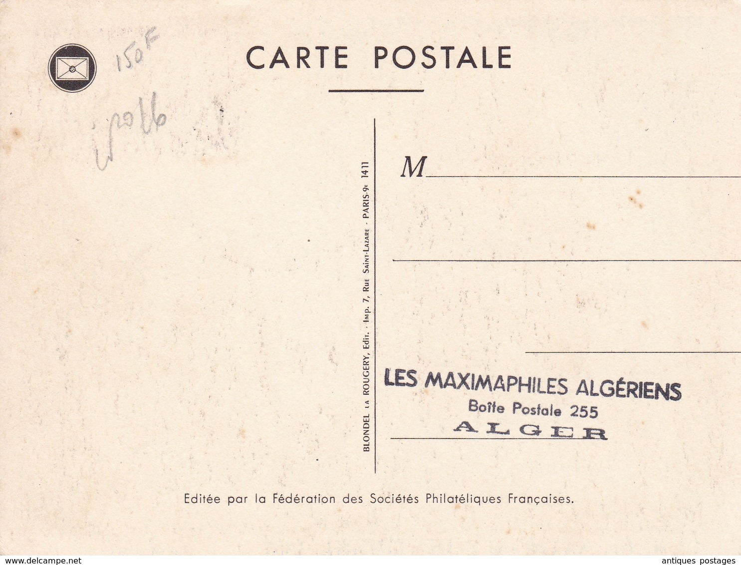 Carte Postale Algérie Oran 1957 Service Maritime Postal Le Messager Des Îles - FDC