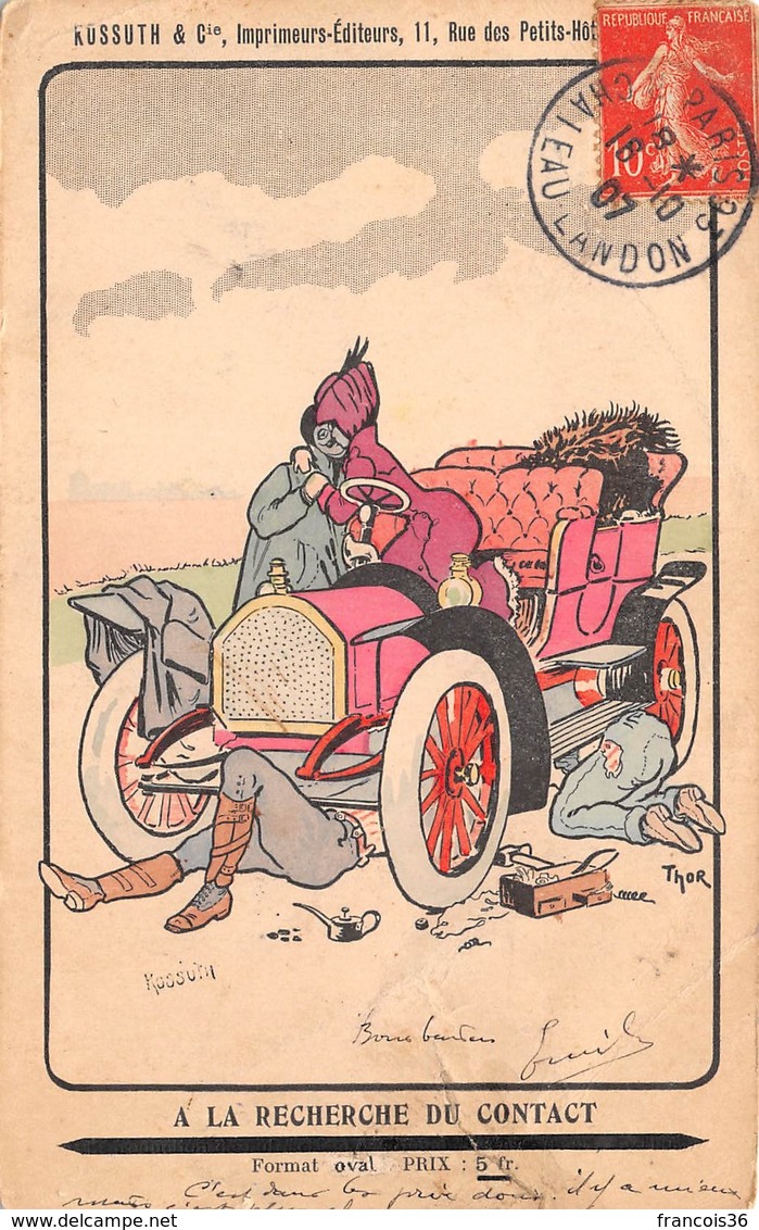 Illustration -  A La Recherche Du Contact - Voiture Ancienne Automobile Couple - Humour 1907 - 1900-1949