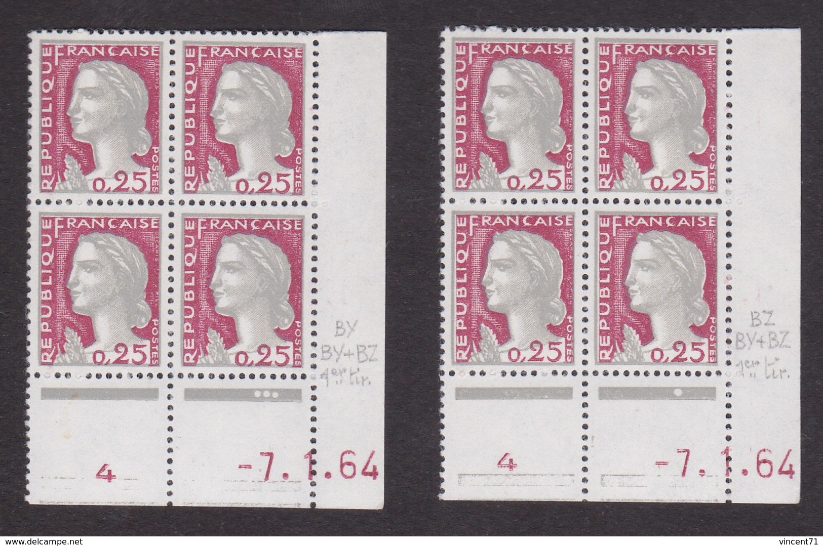 Coins Datés N° 1263 Marianne De DECARIS - Paire De Galvano - TB** - 1960-1969