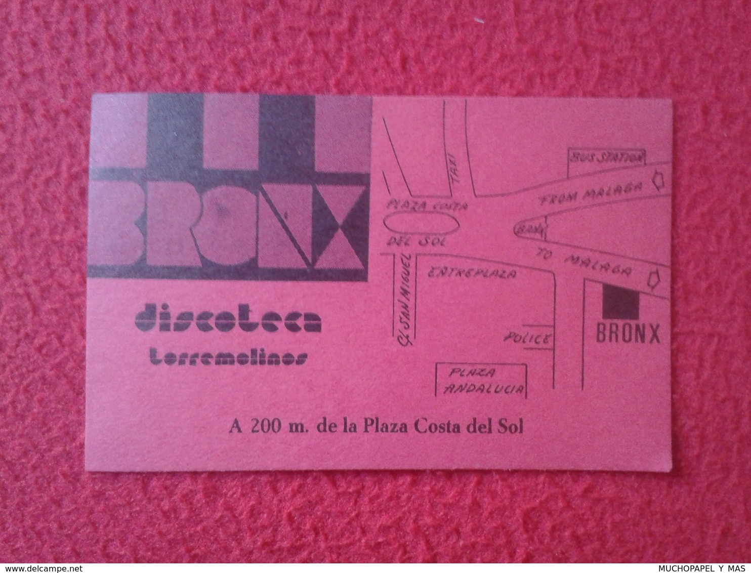 ANTIGUA TARJETA DE VISITA VISIT CARD PUBLICIDAD PUBLICITARIA O SIMIL BRONX DISCOTECA TORREMOLINOS MÁLAGA SPAIN VER FOTO - Tarjetas De Visita