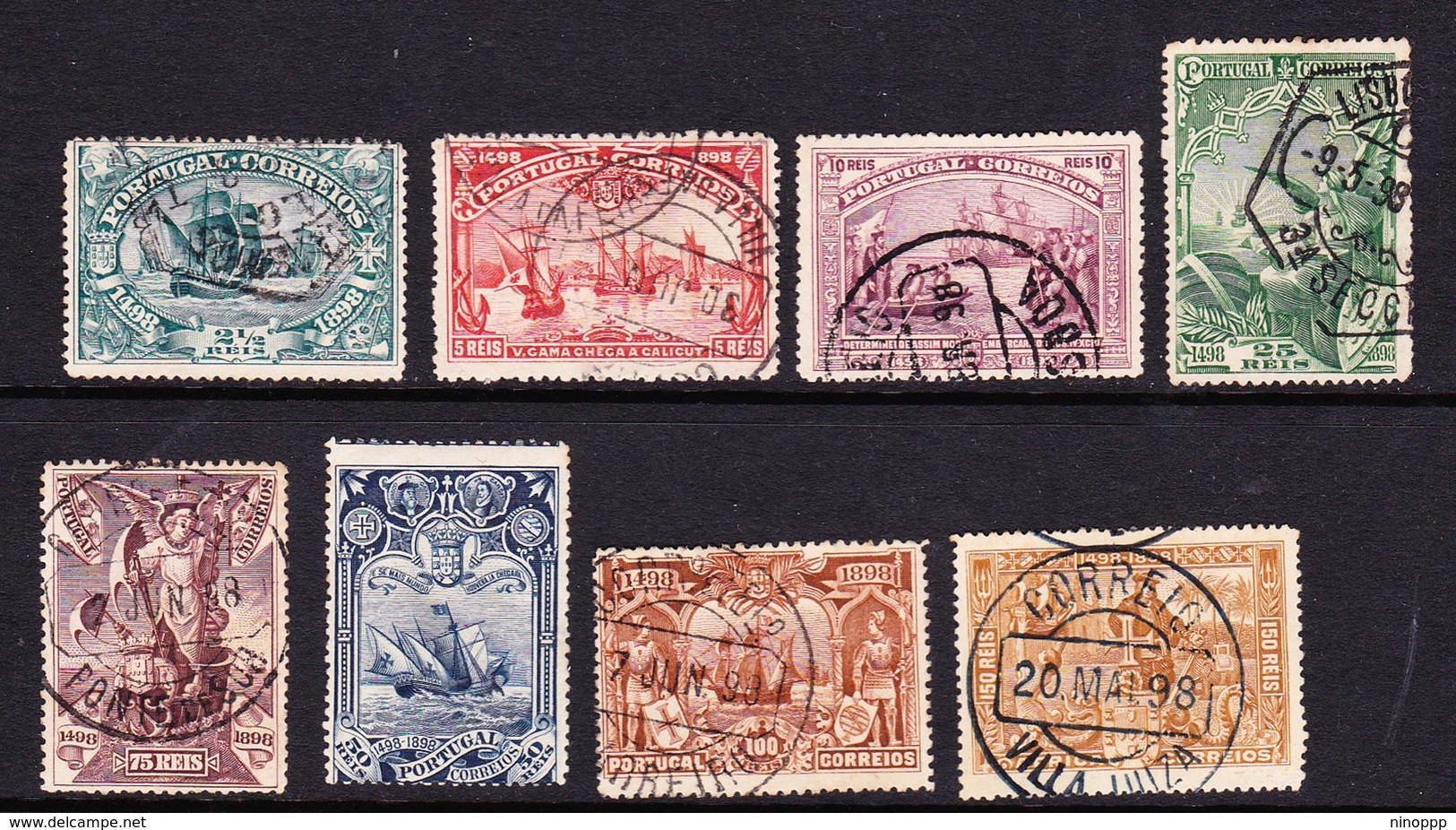 Portugal SG 378-385 1898 Vasco De Gama, Used Set, 50r Mint Hinged - Unused Stamps